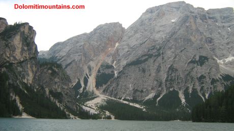 mountain into lake