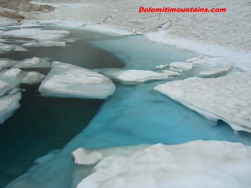 melting ice at the base of the glacier